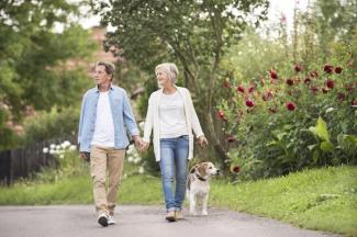 Older couple walking together